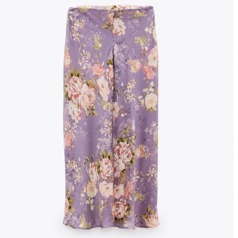 ZARA 2 Pieces Satin Finish Skirt L Ruffle Blouse M - Picture 7 of 8
